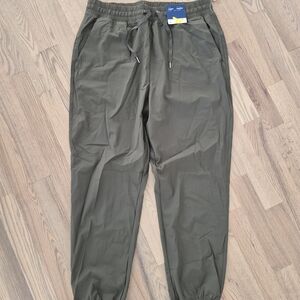 Womens Olive Drawstring Joggers with Elastic Cuffs